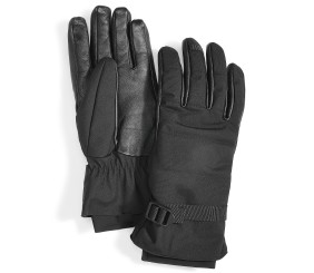 Men's Waterproof Belted Puffer Gloves with Faux-Fur Lining