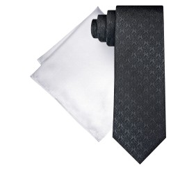 Men's Textured Tonal Tie & Solid Pocket Square Set