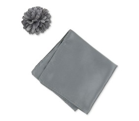 Men's Solid Pocket Square & Lapel Pin Set